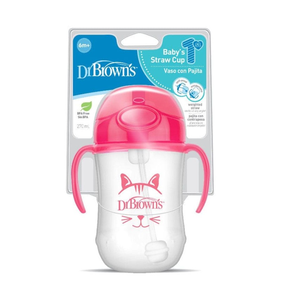 Shop Other Categories Dr Browns Feeding Accessories | Dr Browns 270Ml Babys First Straw Cup Pink