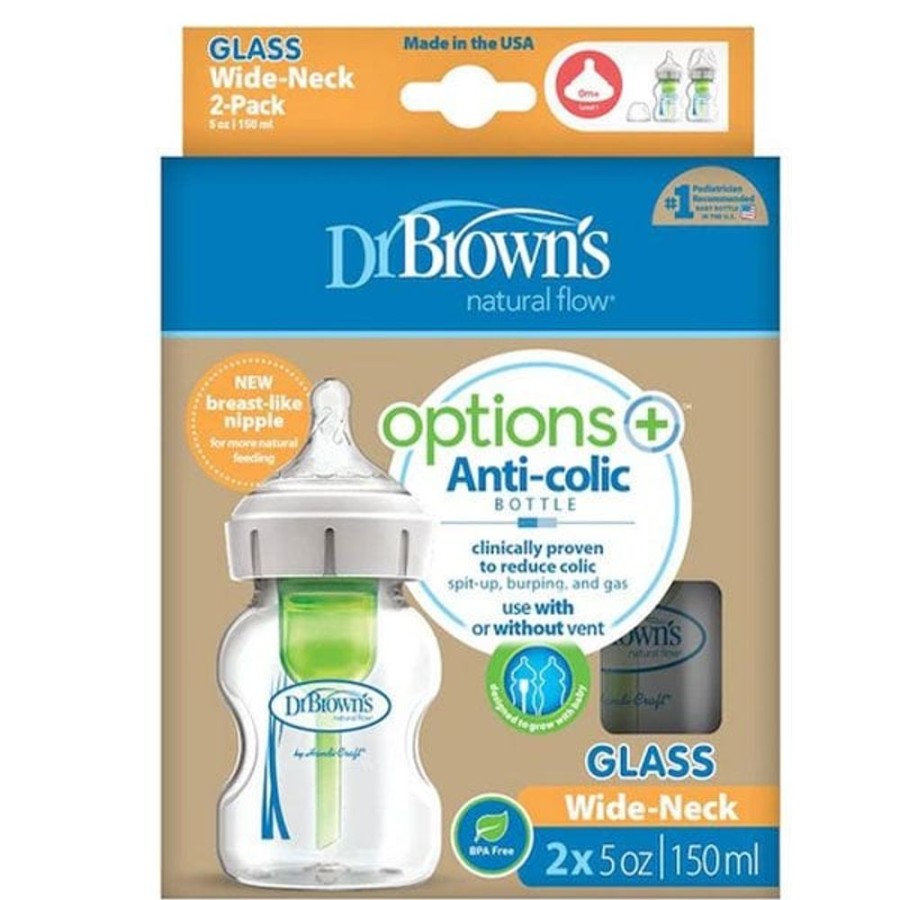 Shop Other Categories Dr Browns Newborn Feeding | Dr Browns 150Ml Glass Feeding Bottle Wide Neck 2 Pack