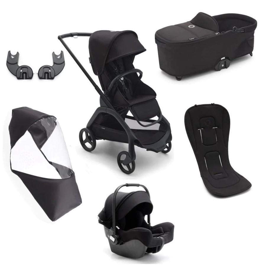 Prams & Strollers Bugaboo | Bugaboo Dragonfly Ultimate Newborn Pram Bundle Midnight Black