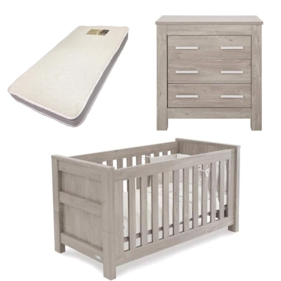 Nursery Furniture Love N Care | Love N Care Bordeaux Cot, Chest And Bonnell Bamboo Mattress Package Ash