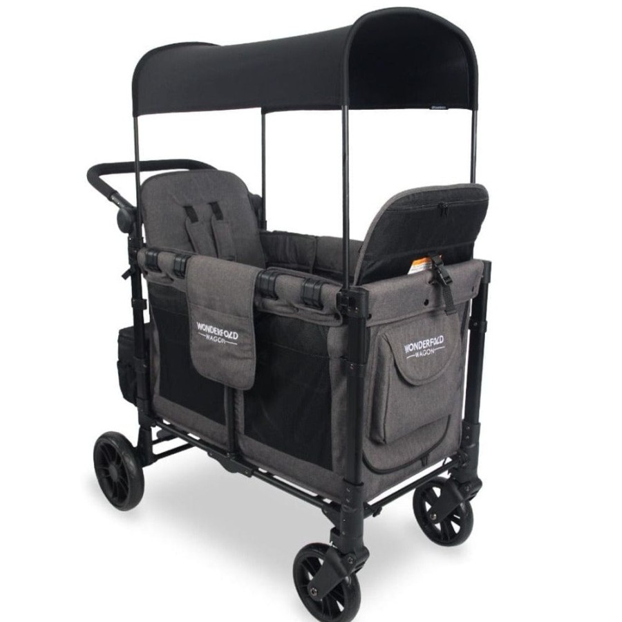 Prams & Strollers Wonderfold | Wonderfold W2 Elite Double Pram Wagon Grey - Special Order Charcoal