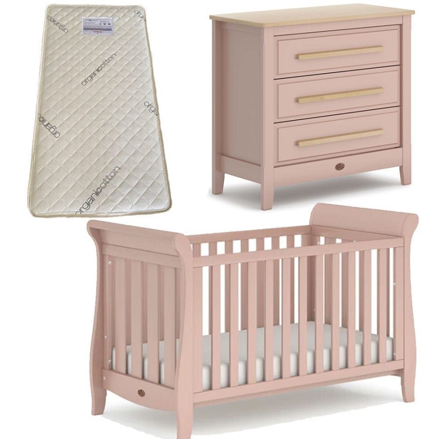 Nursery Furniture Boori | Boori Sleigh Elite Cot, Linear Chest And Almond + Bonnell Organic Latex Spring Mattress Package Cherry