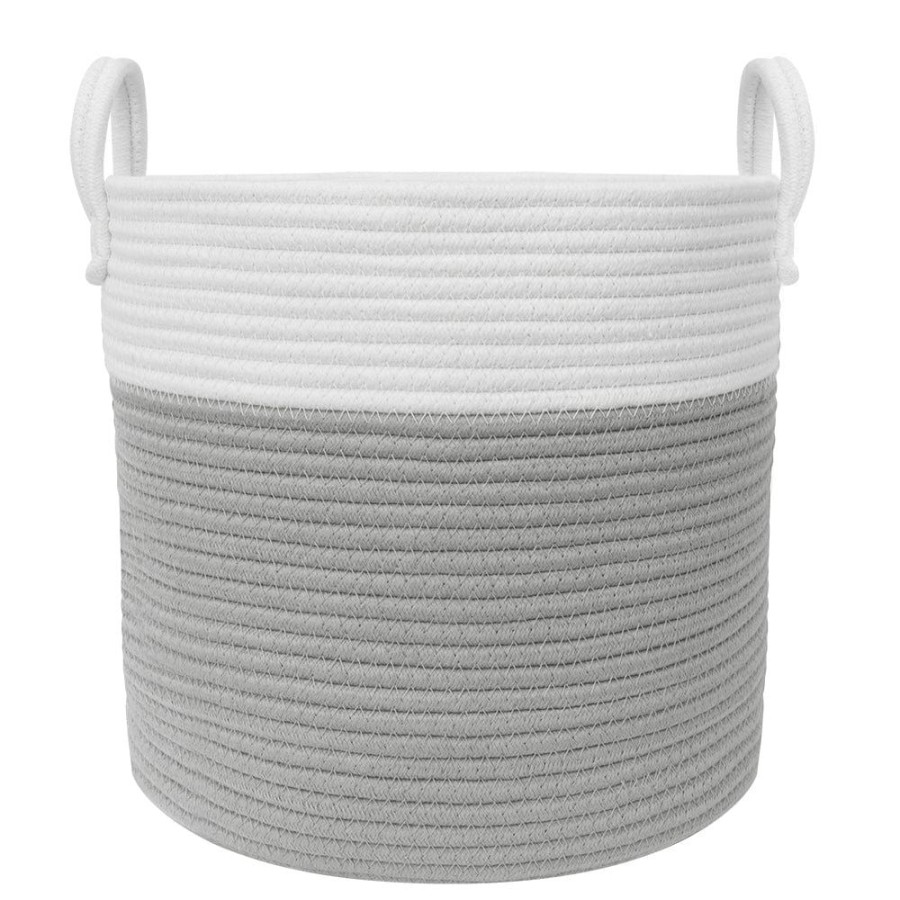 Shop Other Categories Living Textiles Nursery Storage | Living Textiles Cotton Rope Hamper Medium Grey