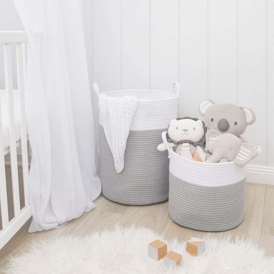 Shop Other Categories Living Textiles Nursery Storage | Living Textiles Cotton Rope Hamper Medium Grey