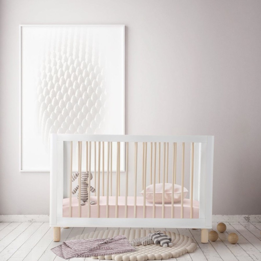 Nursery Furniture Cocoon | Cocoon Allure Cot With Bonnell Organic Inner Spring Mattress White/Natural Wash