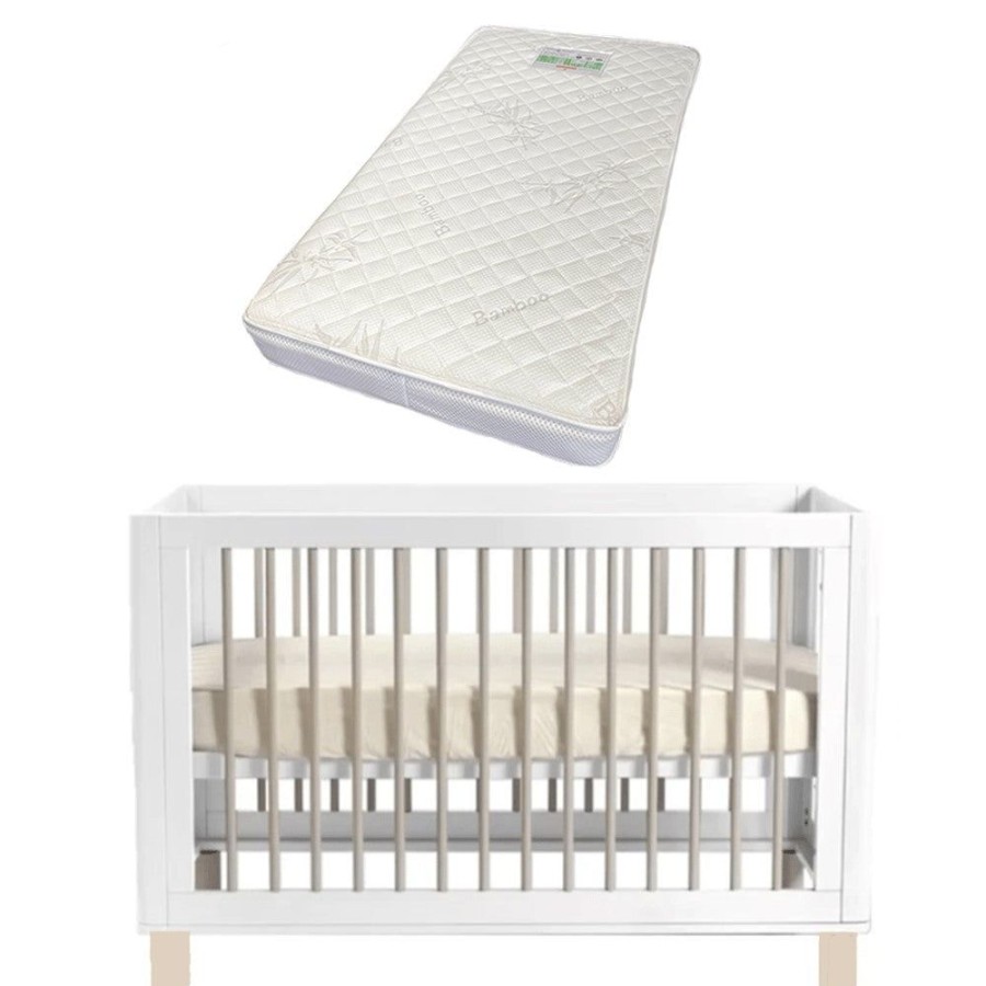 Nursery Furniture Cocoon | Cocoon Allure Cot And Dresser + Bonnell Bamboo Mattress White / Natural Wash White/Natural Wash