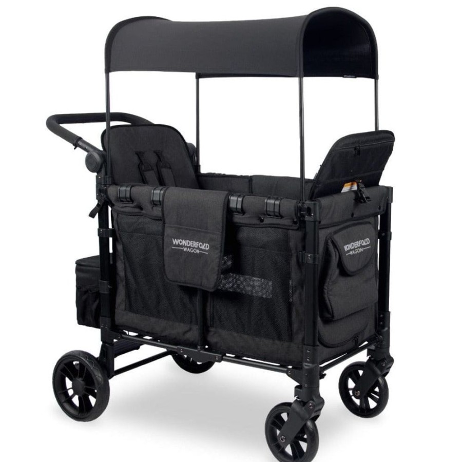 Prams & Strollers Wonderfold | Wonderfold W2 Elite Double Pram Wagon Special Order Volcanic Black