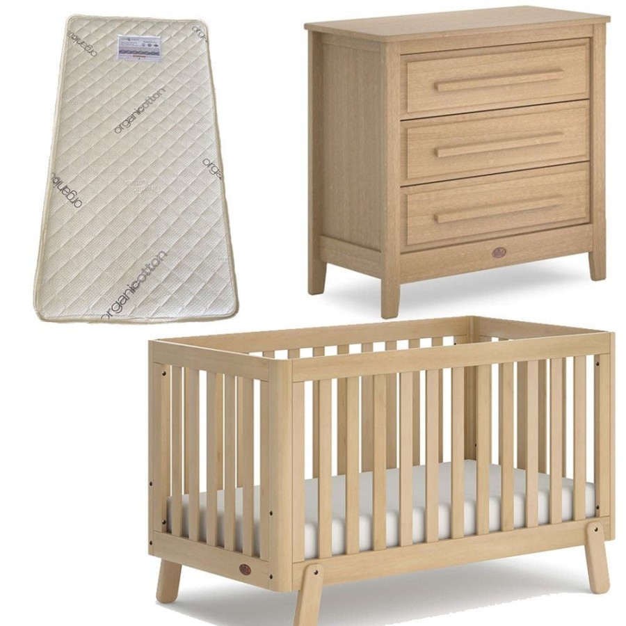 Nursery Furniture Boori | Boori Turin (Fullsize) Cot And Linear Chest Package + Bonnell Organic Latex Mattress Almond