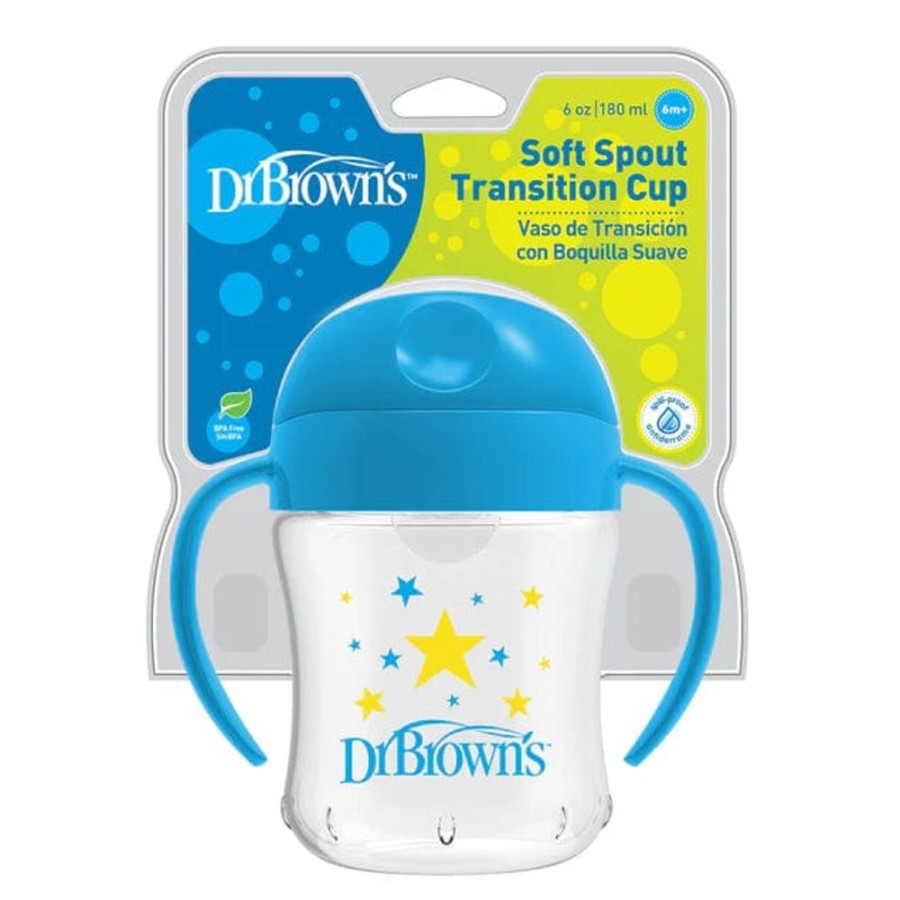 Shop Other Categories Dr Browns Feeding Accessories | Dr Browns 180Ml Soft Spout Cup With Handles 6 Months+ Blue