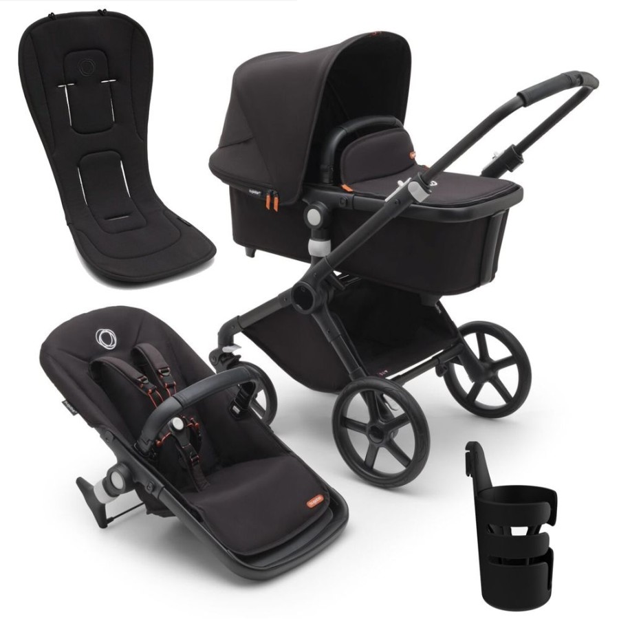 Prams & Strollers Bugaboo | Bugaboo Fox Cub Essential Pram Bundle Midnight Black