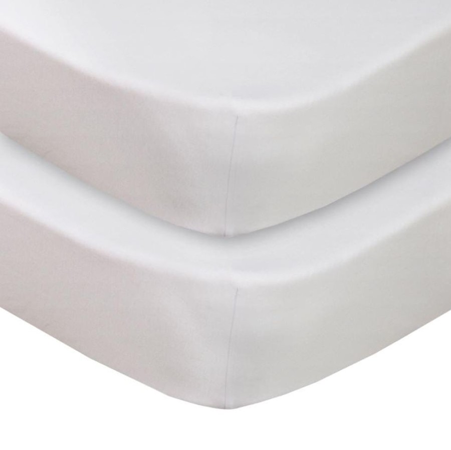 Shop Other Categories Living Textiles Bassinet & Cot Linen | Living Textiles Jersey Cot Fitted 2 Pack White