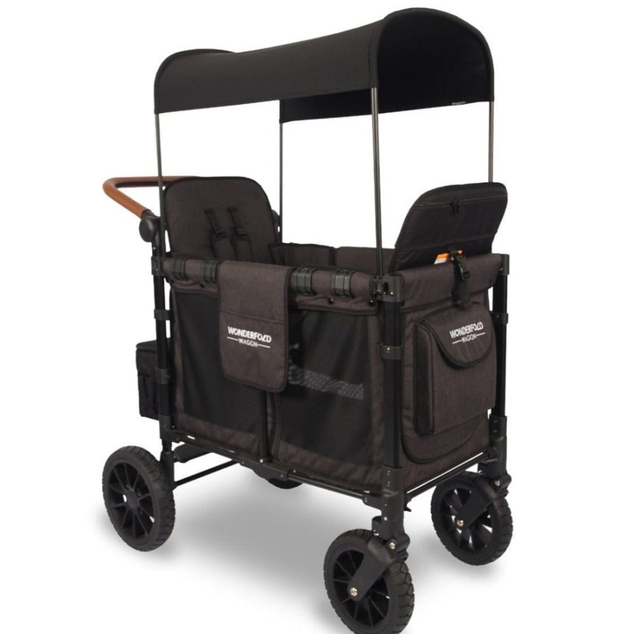 Prams & Strollers Wonderfold | Wonderfold W2 Luxe Double Pram Wagon Special Order Volcanic Black