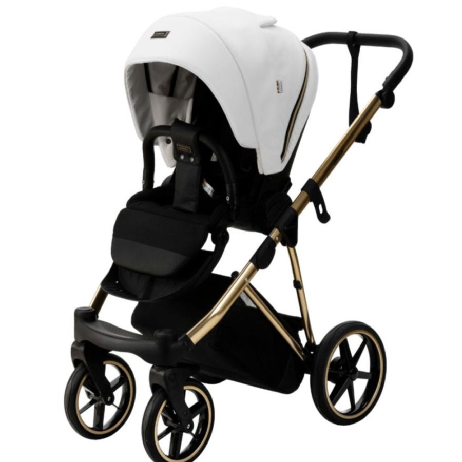 Prams & Strollers Bambini Prams | Bambini Prams Geneva White With Gold Frame (Oskar)