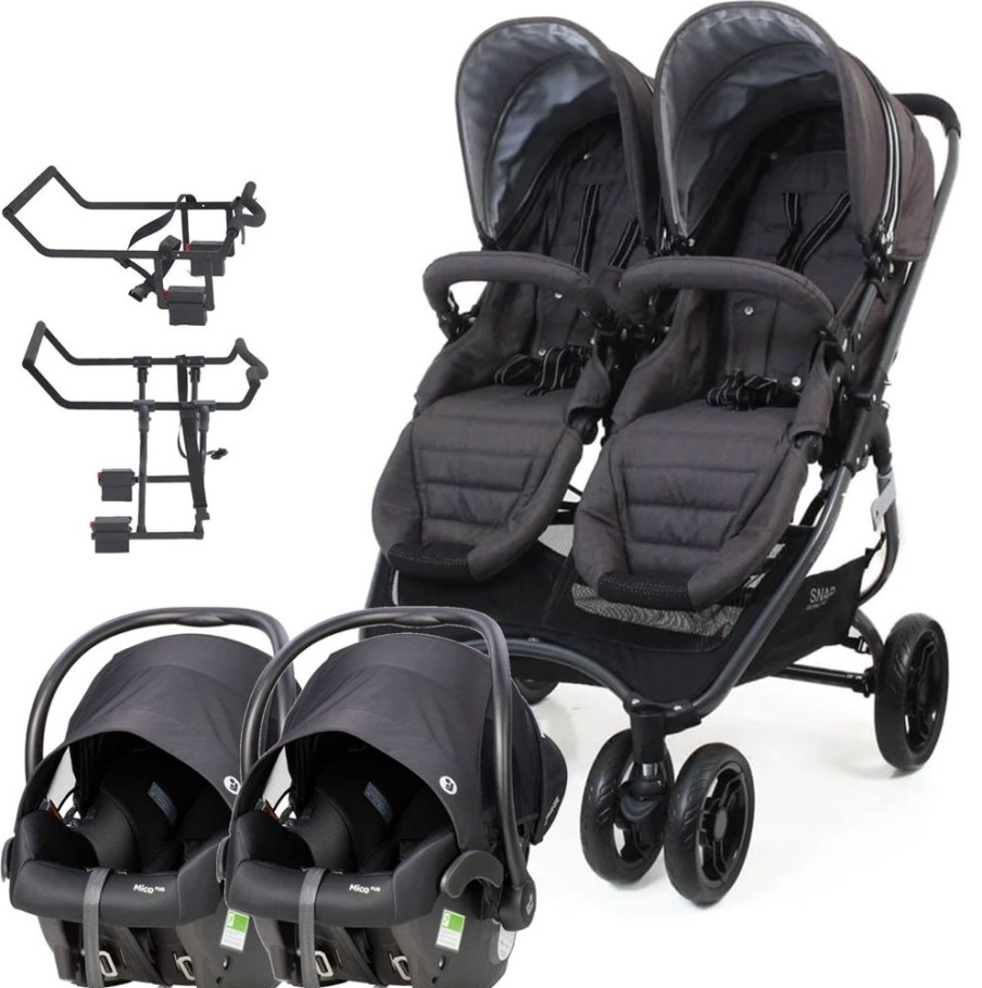 Prams & Strollers Valco Baby | Valco Baby Snap Ultra Duo ( ) With 2X Maxi Cosi Mico Isofix Capsule (Onyx) + Maxi Cosi Adaptors (A Primary & B Secondary) Charcoal