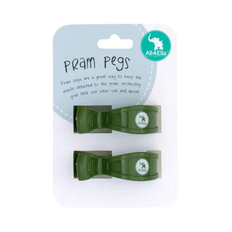 Prams & Strollers All4Ella Pram Clips & Hooks | All4Ella 2 Pack Pegs Forest Green