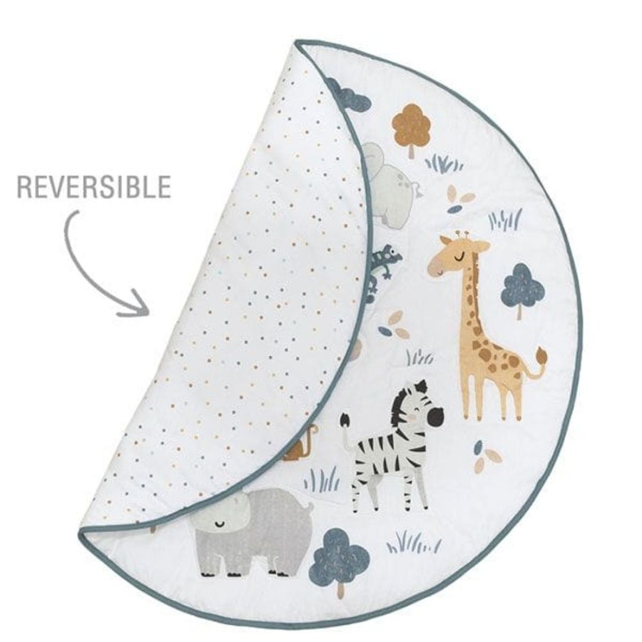 Shop Other Categories Lolli Living Playpens, Mats & Gyms | Living Textiles Round Play Mat With Milestone Card Day At The Zoo