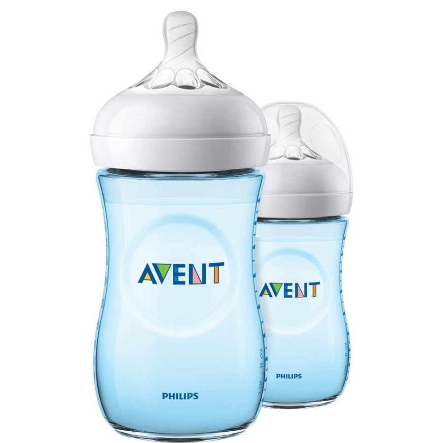 Shop Other Categories Avent Feeding Accessories | Philips Avent Natural Baby Bottles 260Ml 2-Pack Blue