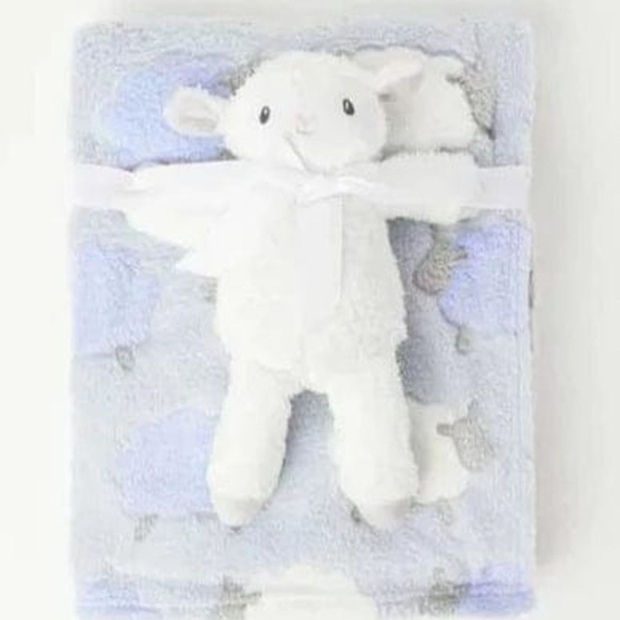 Shop Other Categories Big Softies Bassinet & Cot Blankets | Snugtime Coral Fleece Blanket With Toy Blue