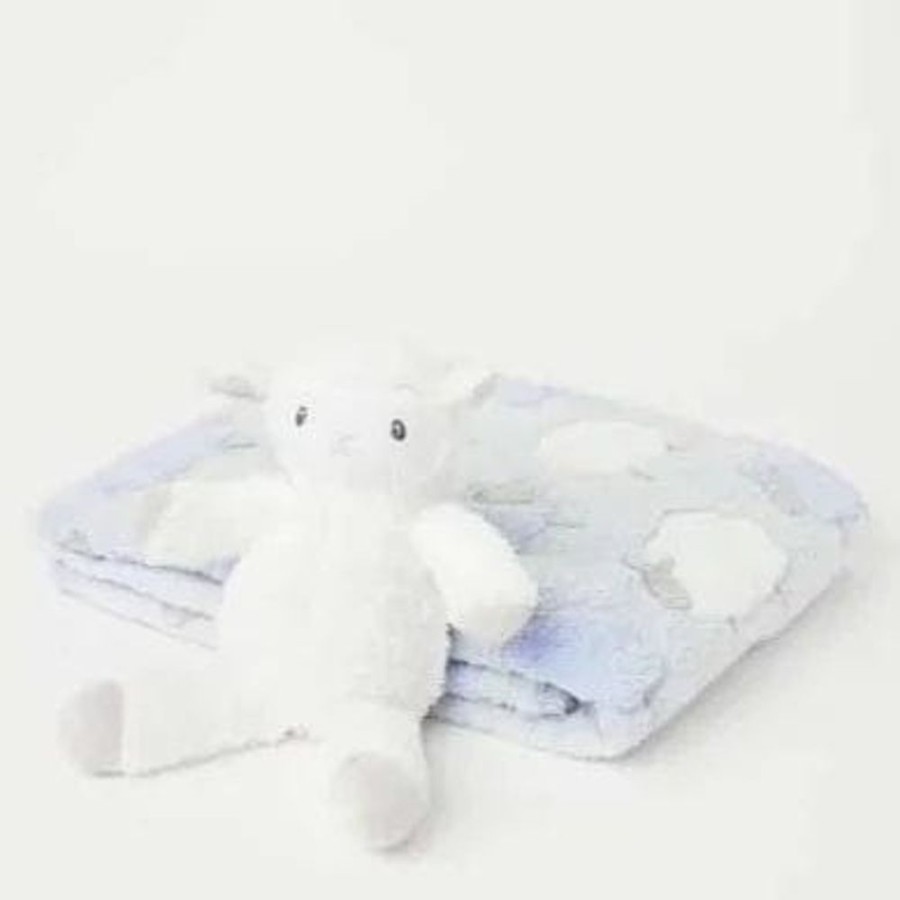 Shop Other Categories Big Softies Bassinet & Cot Blankets | Snugtime Coral Fleece Blanket With Toy Blue