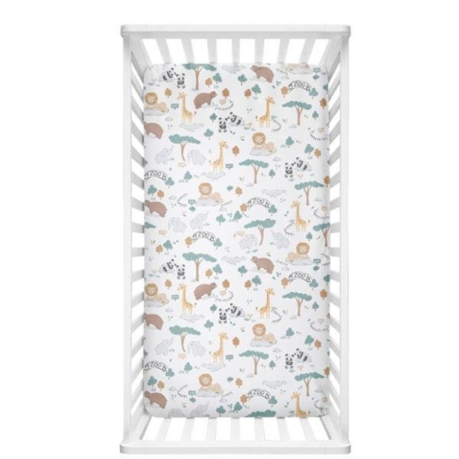 Shop Other Categories Lolli Living Bassinet & Cot Linen | Living Textiles Fitted Sheet Day At The Zoo