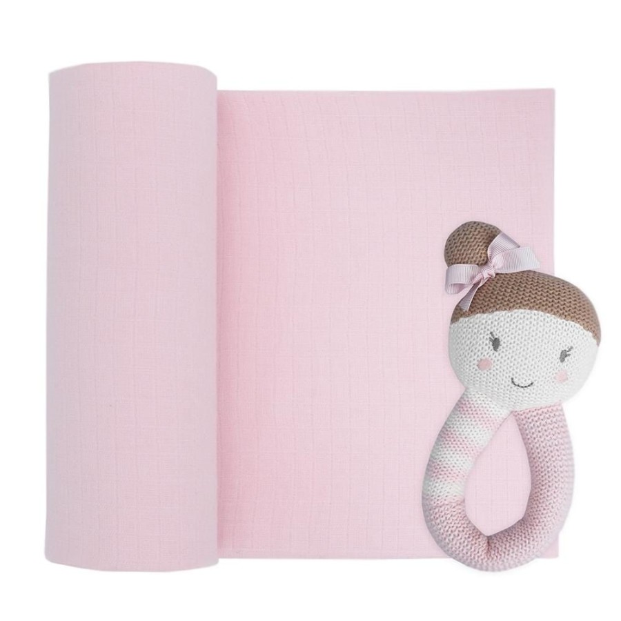 Shop Other Categories Living Textiles Swaddles & Baby Wraps | Living Textiles Muslin Swaddle & Rattle Sophia The Ballerina