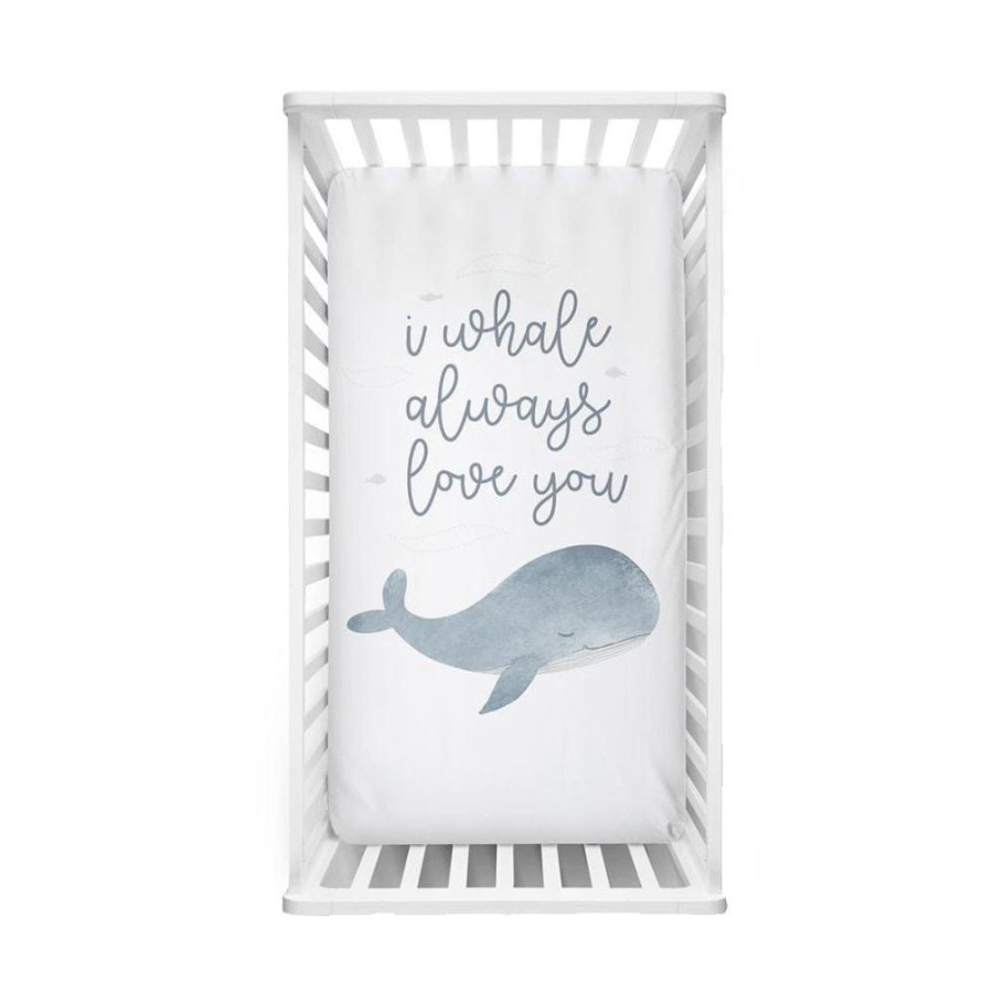 Shop Other Categories Living Textiles Bassinet & Cot Linen | Living Textiles Fitted Sheet Whale Love You Oceania