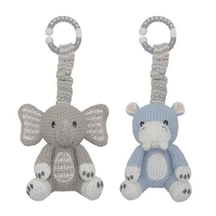 Prams & Strollers Living Textiles Pram & Stroller Toys | Living Textiles 2-Pack Stroller Toy Hippo & Elephant Mason/Confetti