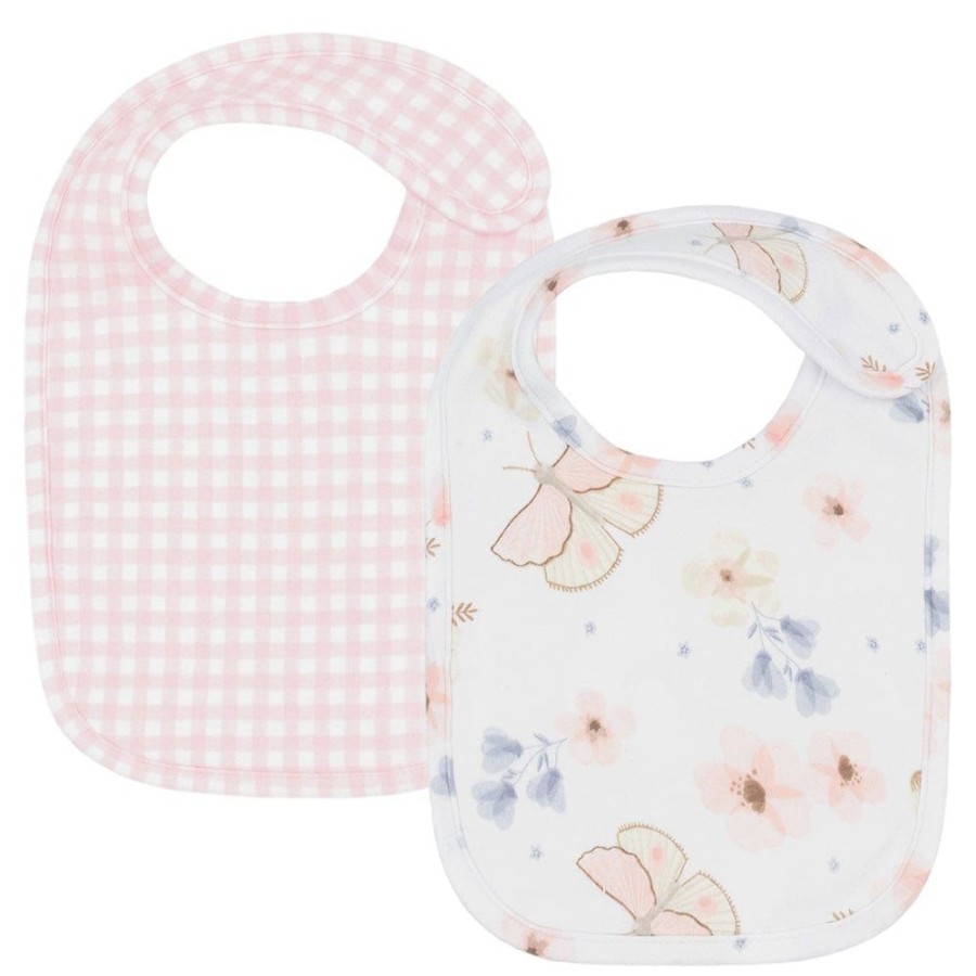 Shop Other Categories Living Textiles Feeding Accessories | Living Textiles 2-Pack Bibs Butterfly/Blush Gingham