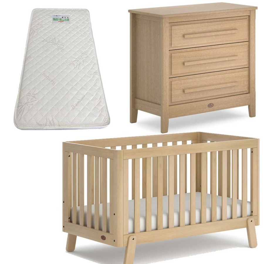 Nursery Furniture Boori | Boori Turin (Fullsize) Cot And Linear Chest Package + Bonnell Bamboo Mattress Almond