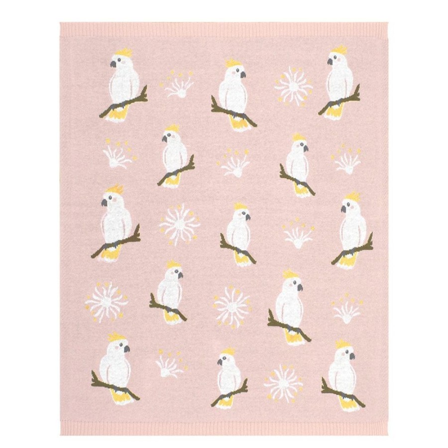 Shop Other Categories Living Textiles Bassinet & Cot Blankets | Living Textiles Australiana Baby Blanket /Blush Cockatoo