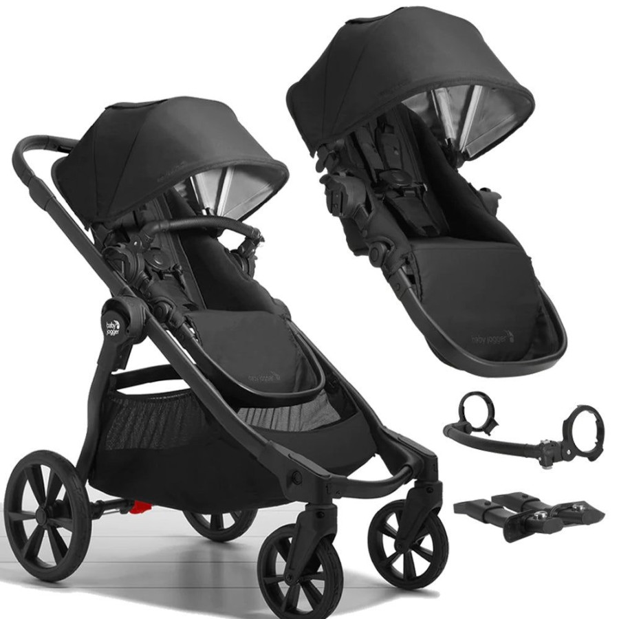 Prams & Strollers Baby Jogger | Baby Jogger City Select 2 Eco Premium Double Pram Bundle ( ) Lunar Black