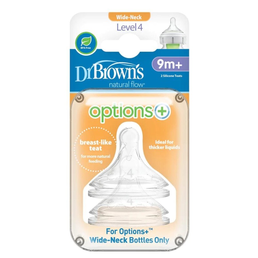 Shop Other Categories Dr Browns Newborn Feeding | Dr Browns Options+ Wide Neck 9 Months+ Teat 2 Pack