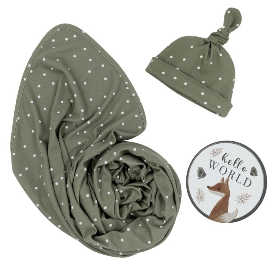 Shop Other Categories Living Textiles Baby Clothing & Gifts | Living Textiles Newborn Gift Set Olive Dots