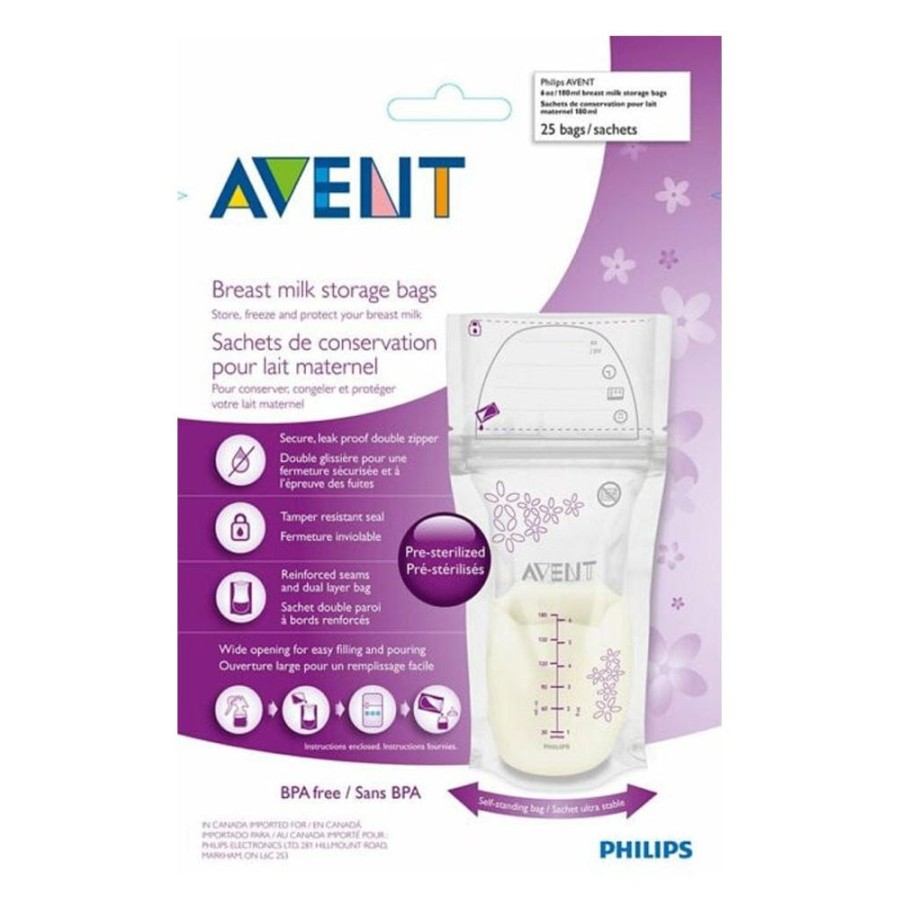 Shop Other Categories Avent Feeding Accessories | Phillips Avent 180Ml Milk Storage Bags 25 Pack