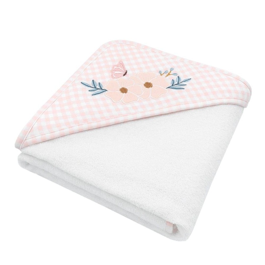 Shop Other Categories Living Textiles Bath Accessories | Living Textiles Hooded Towel Butterfly/Blush Gingham