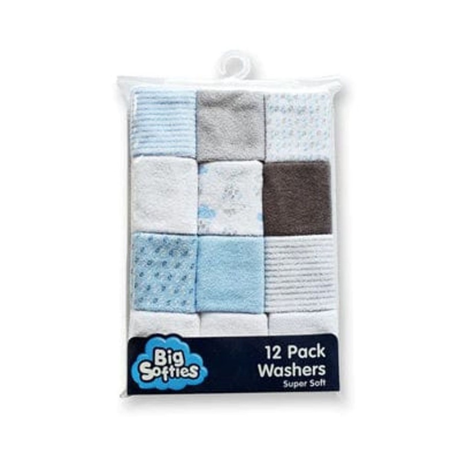 Shop Other Categories Big Softies Bath Accessories | Big Softies Cotton Poly Terry Washers 12 Pack Blue