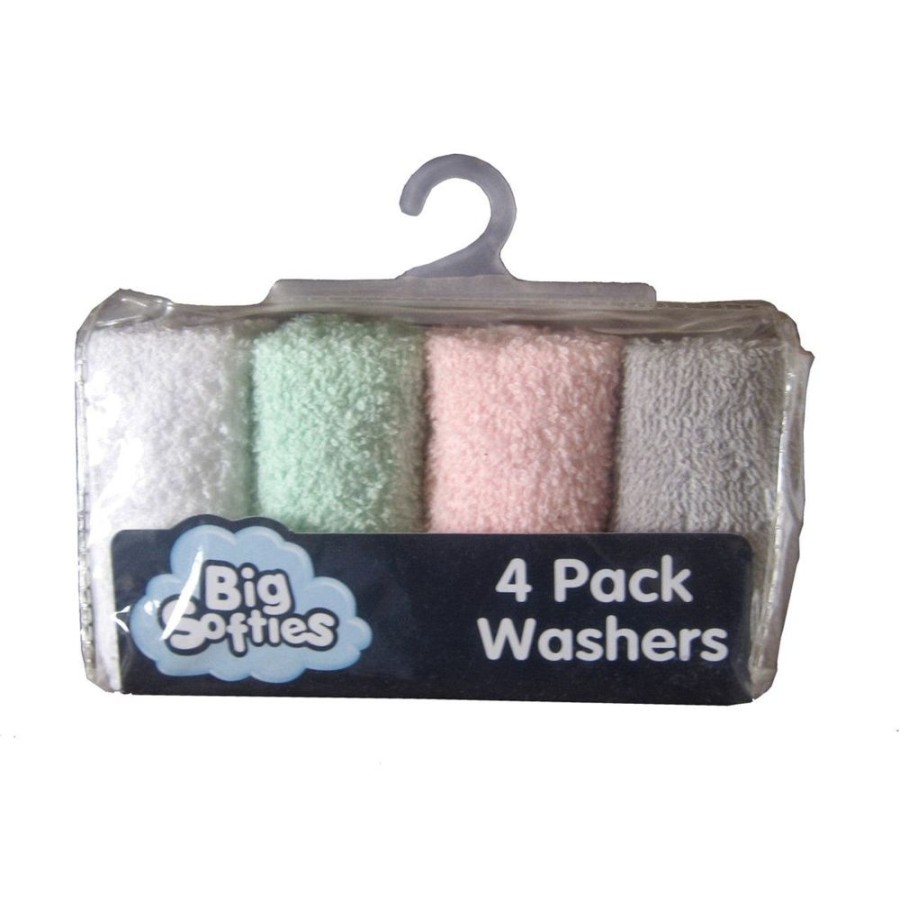 Shop Other Categories Big Softies Bath Accessories | Big Softies Cotton Washer 4 Pk Pastel Set Pink