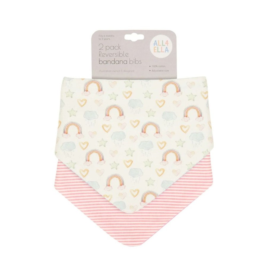 Shop Other Categories All4Ella Feeding Accessories | All4Ella Bandana Bib 2-Pack Rainbow Dreams