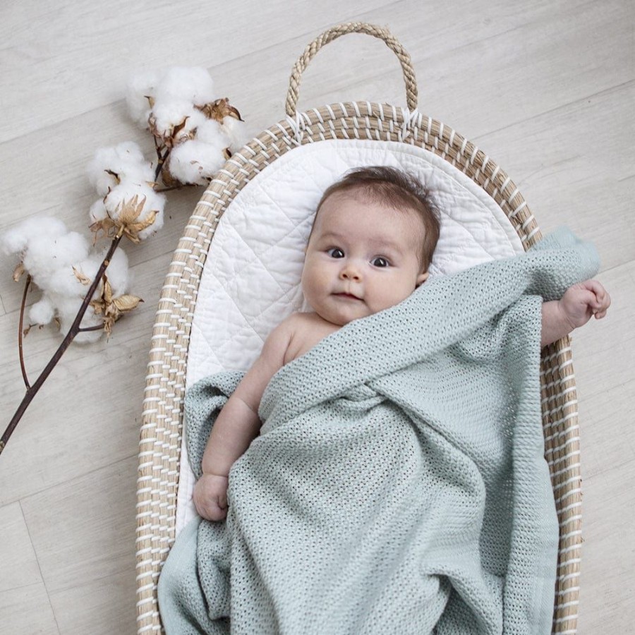 Shop Other Categories Living Textiles Bassinet & Cot Linen | Living Textiles Organic Cellular Bassinet Blanket Sage