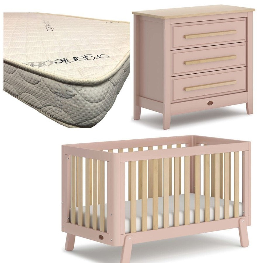 Nursery Furniture Boori | Boori Turin (Fullsize) Cot And Linear Chest Package Cherry And Almond + Micro Pocket Organic Mattress Cherry/Almond