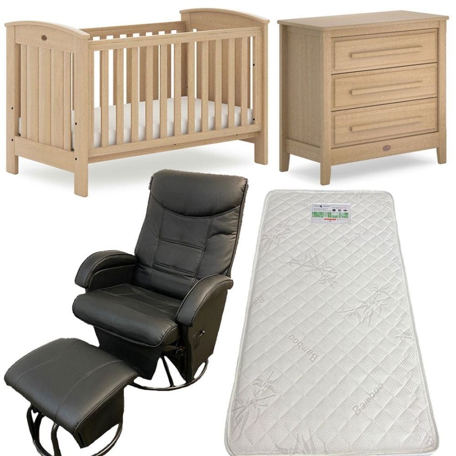 Nursery Furniture Boori | Boori Daintree Cot And Linear Chest With Ambrosia Glider Chair Nursery Package + Bonnell Bamboo Mattress Almond