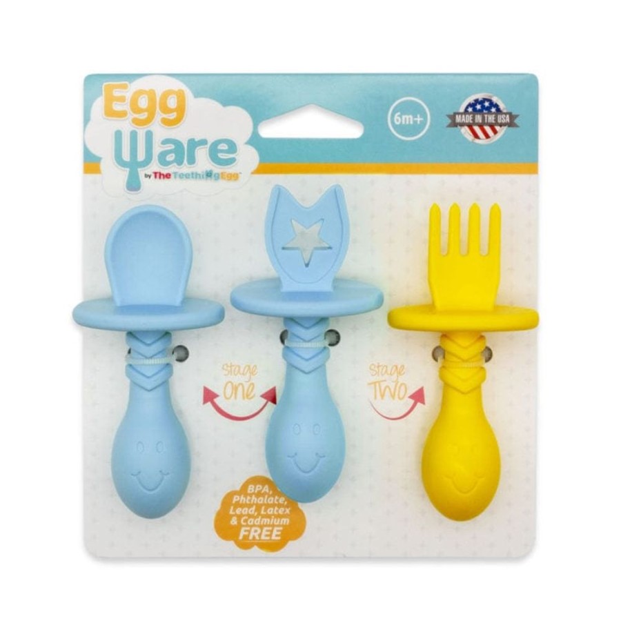 Shop Other Categories The Teething Egg Baby Teethers | The Teething Egg Eggware Utensils Blue/Yellow