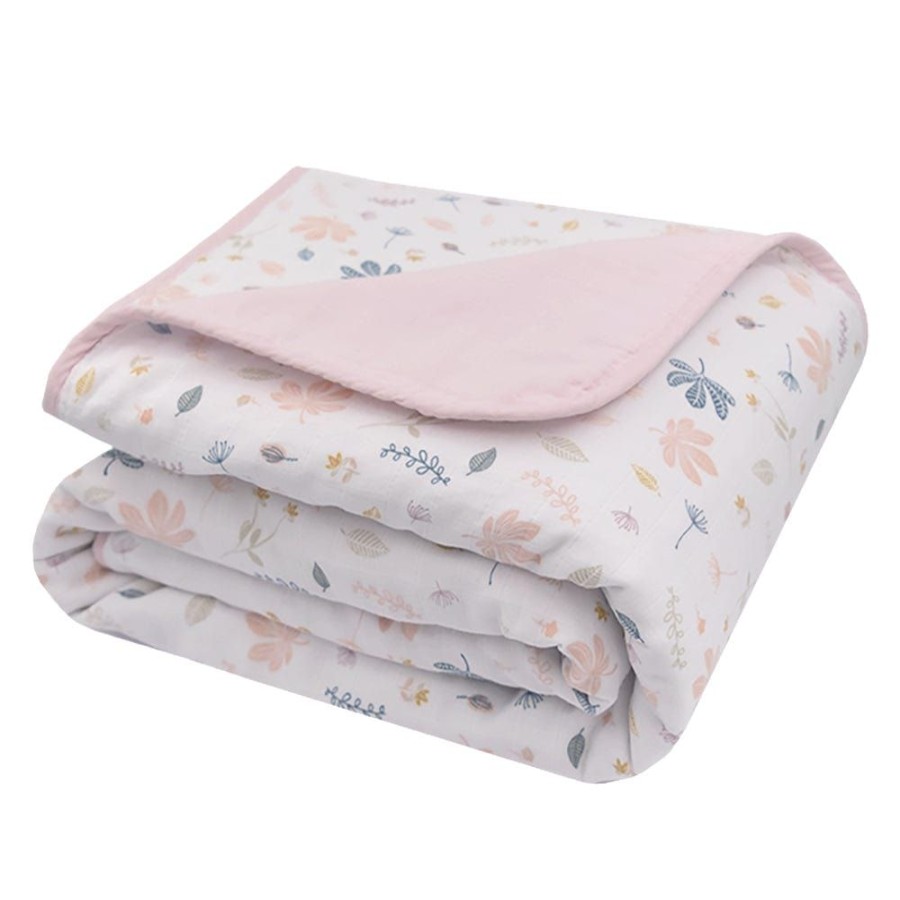 Shop Other Categories Living Textiles Bassinet & Cot Linen | Living Textiles Muslin Cot Blanket Botanical/Blush