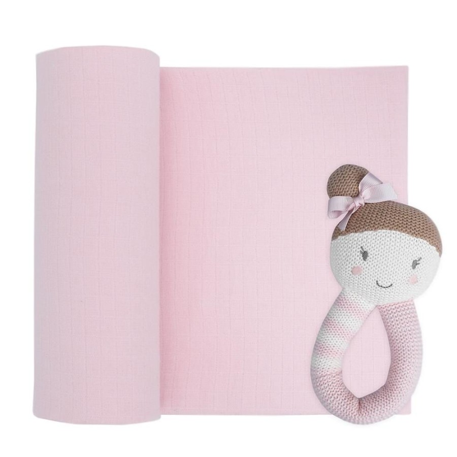 Shop Other Categories Living Textiles Baby Rattles | Living Textiles Muslin Swaddle & Rattle Sophia The Ballerina