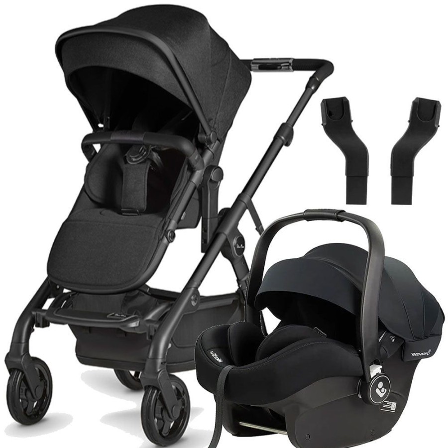 Prams & Strollers Silver Cross | Silver Cross Wave Pram, Carrycot And Maxi Cosi Mico 12 Capsule With Adapter + Free Footmuff Valued At $299 - Pre Order February Onyx