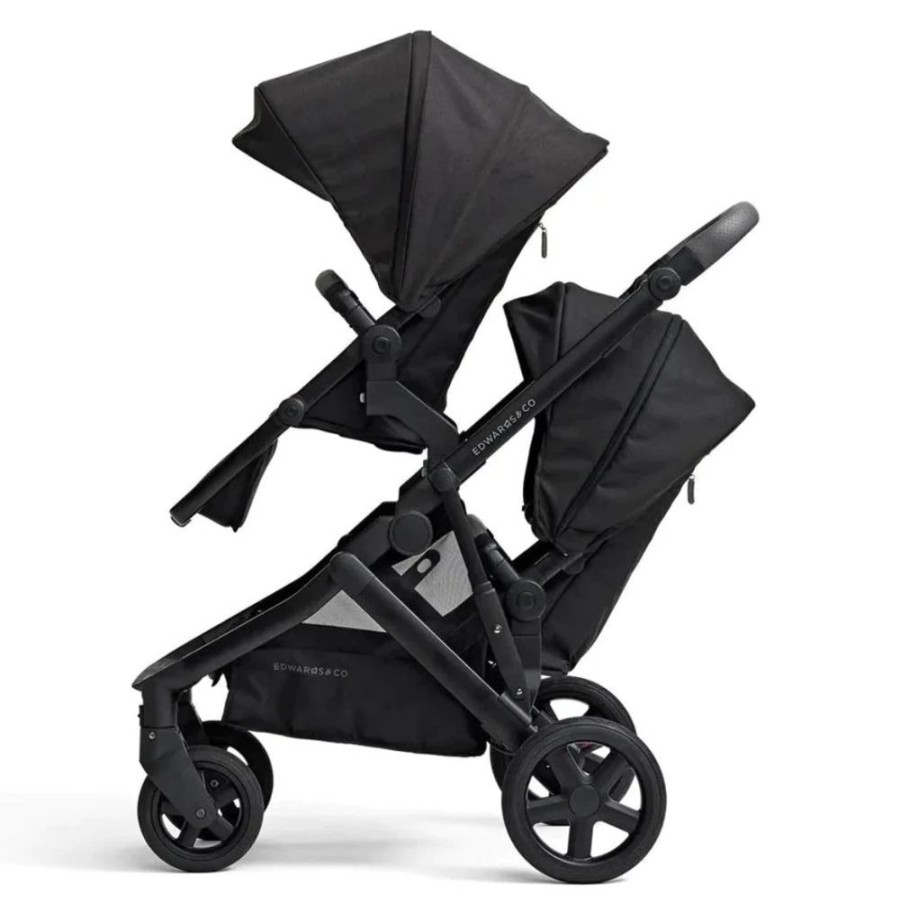 Prams & Strollers Edwards and Co | Edwards & Co Olive Pram + Second Seat ( ) And Free Carry Cot Valued At $299 Black Luxe