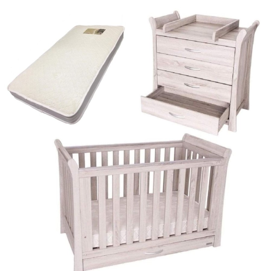 Nursery Furniture Love N Care | Love N Care Noble Cot, Chest And Bonnell Bamboo Mattress Package Ash