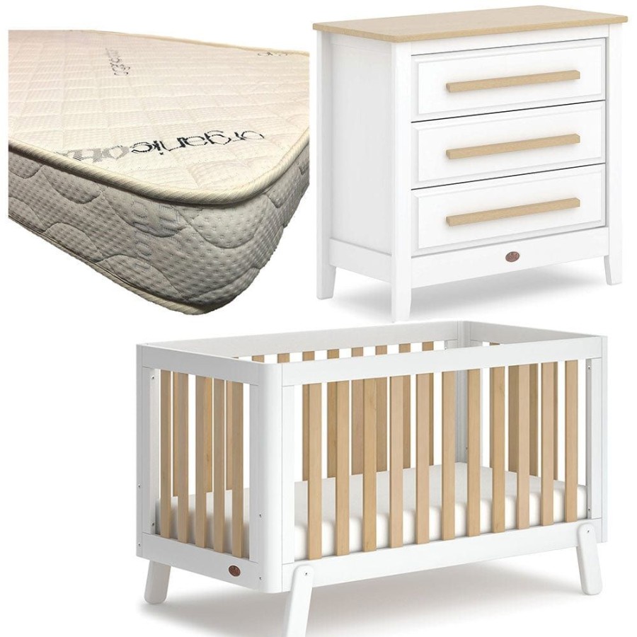 Nursery Furniture Boori | Boori Turin (Fullsize) Cot And Linear Chest Package Barley And Almond + Micro Pocket Organic Mattress Barley/Almond