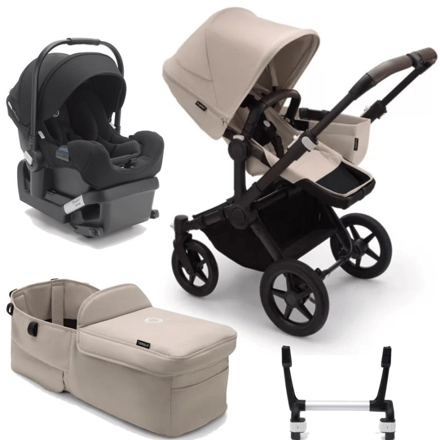 Prams & Strollers Bugaboo | Bugaboo Donkey 5 Mono Pram Black/Desert Turtle Capsule & Adapters Bundle Taupe