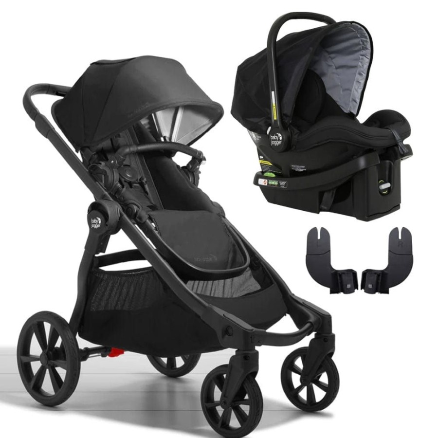 Prams & Strollers Baby Jogger | Baby Jogger City Select 2 Eco Premium Travel System Pram Bundle ( ) Lunar Black